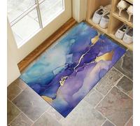 Paillasson Exterieur Antidérapant 50X80Cm ,Absorbant Tapis De Porte Interieur Entree, Tapis Lavable, Résistant,Pour Couloir, Jardin,Encre Bleue Violette En Feuille D'Or Attrape Poussière Paillasson