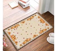 Paillasson Extérieur Citrouille Orange, Feuilles De Tournesol d'automne, Sud-Ouest Antidérapant Porte Tapis De Porte Absorbantes Chien Paillasson pour Entrée 40X60Cm