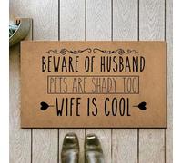 paillasson Exterieur Entree Attention aux Maris ! Les Animaux sont Aussi louches. La Femme est Cool. Paillasson Cadeau pour Les Amoureux des Animaux. Cadeau d'anniversaire.