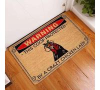 paillasson Exterieur Entree Attention ! Ce Policier est protégé par Un paillasson de Vieille Dame aux Poules.