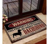 paillasson Exterieur Entree Attention ! Cette propriété est protégée par Un paillasson Humoristique Teckel pour l'intérieur et l'extérieur.