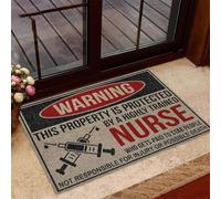 paillasson Exterieur Entree Attention ! Cette propriété est protégée par Une infirmière. Paillasson Humoristique d'intérieur et d'extérieur