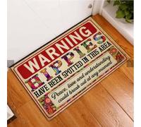 paillasson Exterieur Entree Attention ! des Hippies Ont été aperçus dans Le Quartier. Paillasson Humoristique pour l'intérieur et l'extérieur.