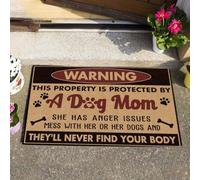 paillasson Exterieur Entree Attention, propriété protégée par Une Maman Chienne ! Paillasson de Bienvenue