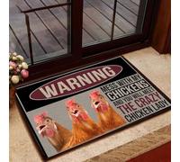 paillasson Exterieur Entree Attention ! Touchez à Mes Poules et Vous rencontrerez la Folle aux Poules !