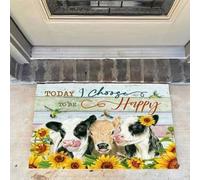 paillasson Exterieur Entree Aujourd'hui, J'Ai Choisi Le paillasson en Velours Doux et résistant Happy Cow Farm Animals Sunflower.