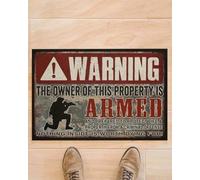 paillasson Exterieur Entree Avertissement : Le propriétaire de Cette propriété est armé et prêt à protéger des Vies. Paillasson pour vétéran