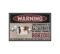 paillasson Exterieur Entree Avertissement - Paillasson Borzois. Cette propriété est protégée. Paillasson intérieur et extérieur.