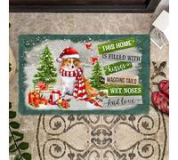 paillasson Exterieur Entree Berger des Shetland - Sheltie - Paillasson de Noël pour Chien - Maison remplie de Bisous