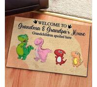 paillasson Exterieur Entree Bienvenue chez Grand-mère et Grand-père ! Paillasson « Ici, Les Petits-Enfants sont gâtés »