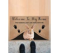 paillasson Exterieur Entree Bienvenue chez Moi ! Ici, Les Humains ne Font Que Vivre. Paillasson d'intérieur et d'extérieur avec Lapin