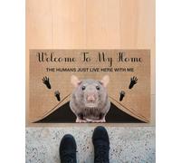 paillasson Exterieur Entree Bienvenue chez Moi ! Ici, Les Humains ne Font Que Vivre. Paillasson en Forme de Rat
