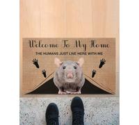 paillasson Exterieur Entree Bienvenue chez Moi ! Ici, Les Humains ne Font Que Vivre. Paillasson en Forme de Rat