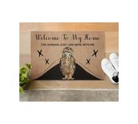 paillasson Exterieur Entree Bienvenue chez Moi ! Ici, Les Humains ne Font Que Vivre. Paillasson Hibou
