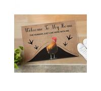 paillasson Exterieur Entree Bienvenue chez Moi ! Ici, Les Humains vivent, avec des Poules et Un paillasson d'intérieur et d'extérieur.