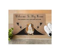 paillasson Exterieur Entree Bienvenue chez Moi ! Ici, Les Humains vivent Simplement, avec Un Cochon d'Inde et Un paillasson d'intérieur et d'extérieur.