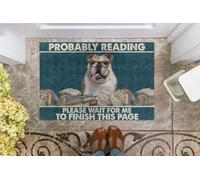paillasson Exterieur Entree Bouledogue - Probablement en Train de Lire. Veuillez Patienter Que Je termine Cette Page. Paillasson Cadeau pour Les Amoureux des Livres.