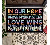 paillasson Exterieur Entree Cadeau LGBT - Tapis de Porte « chez Nous, l'amour Triomphe »