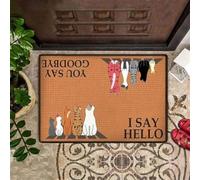 paillasson Exterieur Entree Chat, Je dis Bonjour, Tapis de Bienvenue Facile à Nettoyer