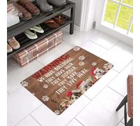 paillasson Exterieur Entree Chien - Attention, Ils vivent Ici ! Tapis de Porte Bulldog Facile à Nettoyer - Bienvenue