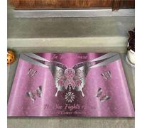 paillasson Exterieur Entree dans Cette Maison, Personne ne se Bat Seul - Paillasson en métal à Motif imprimé pour la Sensibilisation au Cancer