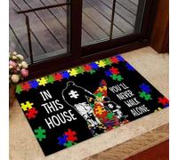 paillasson Exterieur Entree dans Cette Maison, tu ne marcheras jamais Seul. Père et Fils, paillasson Familial pour la Sensibilisation aux Cadeaux.