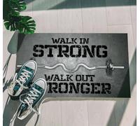 paillasson Exterieur Entree Entrez Fort, sortez Plus Fort Encore ! Tapis de Porte Humoristique pour Salle de Sport