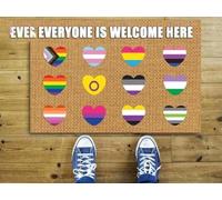 paillasson Exterieur Entree Fierté LGBT : Tout Le Monde est Le bienvenu ! Tapis de Bienvenue antidérapant en Caoutchouc.