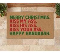 paillasson Exterieur Entree Joyeux Noël, embrassez-Moi Le Cul, embrassez-Lui Le Cul, embrassez-Vous Le Cul, Joyeux anoukkah, paillasson