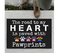 paillasson Exterieur Entree Le Chemin vers Mon cœur est pavé d'empreintes de Pattes - Tapis d'entrée intérieur et extérieur