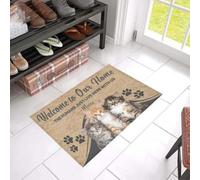 paillasson Exterieur Entree Les Humains vivent Juste Ici avec Nous. Tapis d'entrée Facile à Nettoyer pour Chat « Bienvenue » DO1409 / Coloré