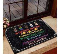paillasson Exterieur Entree LGBT - Fierté. dans Cette Maison, Nous croyons qu'aucun être Humain n'est illégal. La Science est réelle. Paillasson.