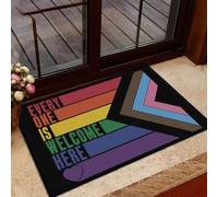 paillasson Exterieur Entree LGBT - Ici, Tout Le Monde est Le bienvenu (Tapis de Porte Humoristique)