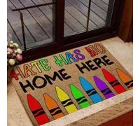 paillasson Exterieur Entree LGBT - La Haine n'a Pas sa Place Ici - Paillasson Arc-en-Ciel aux Crayons