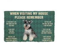 paillasson Exterieur Entree N'oubliez Pas Les règles de la Maison pour Les Chiots Schnauzers Nains ! Paillasson personnalisé, Tapis de Bienvenue, Cadeau de Pendaison de crémaillère.