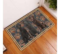 paillasson Exterieur Entree Paillasson à Motif de Patte de Flat-Coated Retriever et de Fleurs