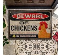 paillasson Exterieur Entree Paillasson « Attention aux Poules » - Cadeau pour Les Amoureux des Poules - Cadeau d'anniversaire pour Un ami