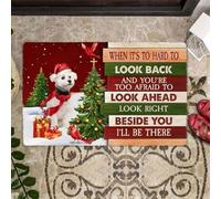 paillasson Exterieur Entree Paillasson Bichon Frisé de Noël Regardez Juste à côté de Vous