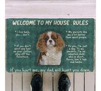 paillasson Exterieur Entree Paillasson « Cavalier King Charles Spaniel Bienvenue chez Moi » avec Les règles de la Maison