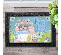 paillasson Exterieur Entree Paillasson « Chien dans Un Panier » - Joyeuses Pâques