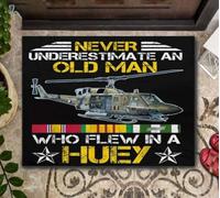 paillasson Exterieur Entree Paillasson décoratif pour la Maison - Ancien Combattant du Vietnam - A volé à Bord d'un hélicoptère Huey