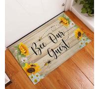 paillasson Exterieur Entree Paillasson d'été Amusant « Abeille Notre invitée » avec Tournesol, Cadeau d'anniversaire pour Un ami ou Un Membre de la Famille (3 pièces)