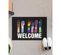 paillasson Exterieur Entree Paillasson d'intérieur et d'extérieur « Bienvenue, Égalité, Bienveillance LGBT »