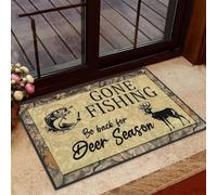 paillasson Exterieur Entree Paillasson d'intérieur et d'extérieur « Parti pêcher, Je reviendrai pour la Saison de la Chasse au cerf »