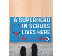 paillasson Exterieur Entree Paillasson d'intérieur et d'extérieur « Un Super-héros en Blouse médicale VIT Ici »
