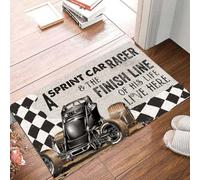 paillasson Exterieur Entree Paillasson en Caoutchouc « Pilote de Sprint Car sans ailerons habite Ici »