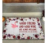 paillasson Exterieur Entree Paillasson Flamingo « Bon ami et Bon vin » Les Vrais Amis apportent de la bière Paillasson de Bienvenue