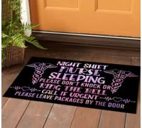 paillasson Exterieur Entree Paillasson Humoristique « Infirmière de Nuit Qui dort, Merci de ne Pas Frapper pour Une infirmière. Décoration