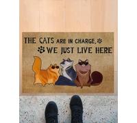 paillasson Exterieur Entree Paillasson « Les Chats sont aux Commandes, Nous ne Faisons Que Vivre Ici » pour Les Amoureux des Chats