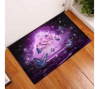 paillasson Exterieur Entree Paillasson Papillons Hortensia Violet Les Ailes de Mon Cœur pour Les Amoureux des Fleurs, Amis, Famille